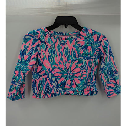 Lilly Pulitzer Kids Girls Shake It Up Pink Blue Long Sleeve Crop Top Size Large