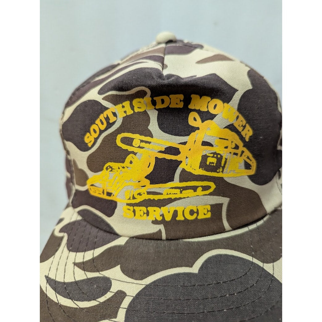 VINTAGE Camo Southside Mower Tallahassee Snap Back TRUCKER full fabric Hat  Cap