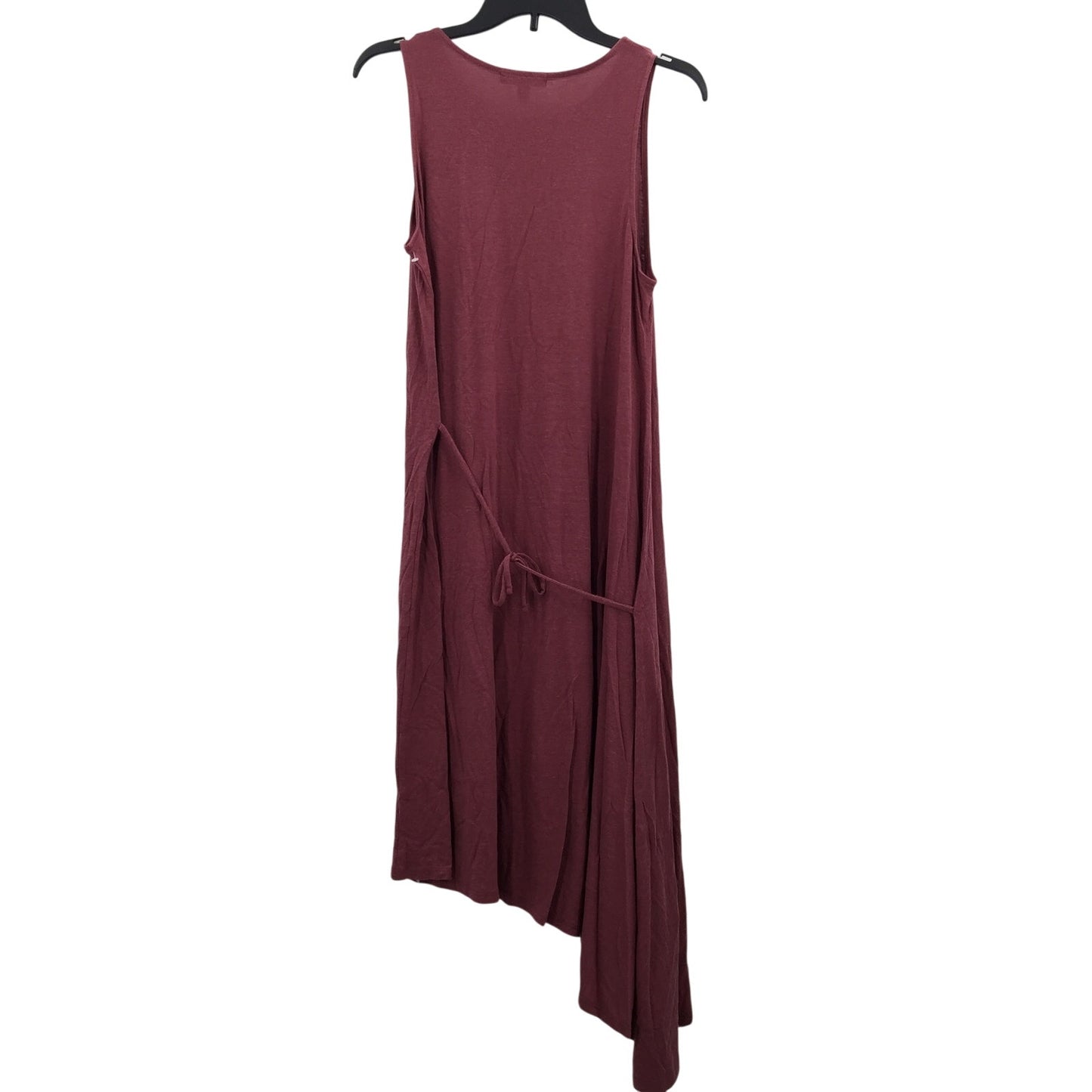 Chelsea 28 Asymmetrical Hem Tie Waist Midi Tank Dress Sleeveless Burgundy small