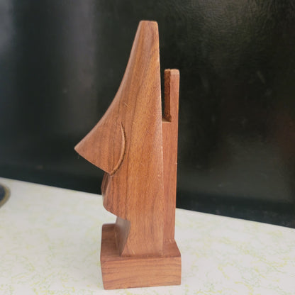 Nose Shaped Wooden Glasses Rest Holder Storage Funny Statue Face Wood Handmade