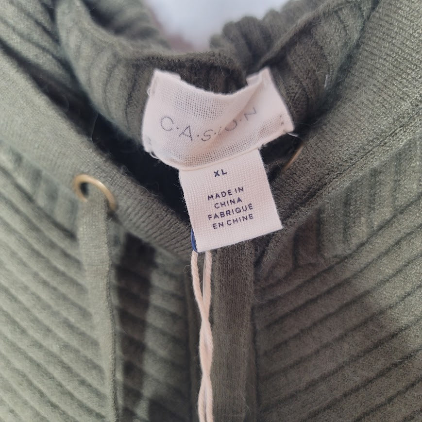 NEW Caslon Size XL Olive Sarma Green Hoodie Pullover Ribbed drawstring