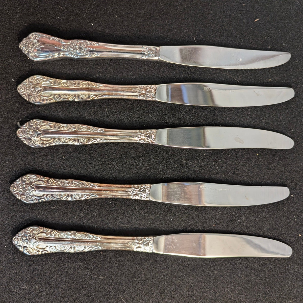 Vintage Ekco Eterna Lillianne Silverplate Knives Set of 5 Korea