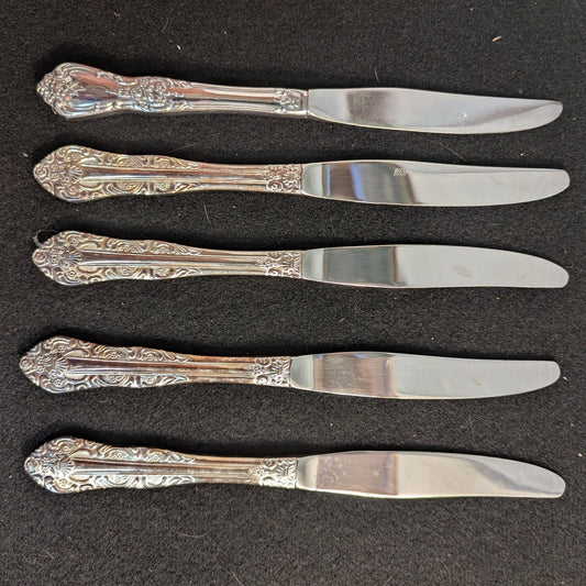 Vintage Ekco Eterna Lillianne Silverplate Knives Set of 5 Korea