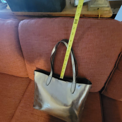 Metallic Bronze Gold Leather Tote Bag Shoulder Bag Handbag