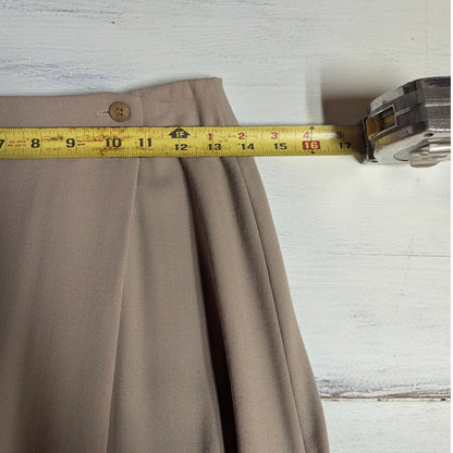 Vintage Beige Wool Blend Button Flap Midi Skirt Small Quiet Luxury 90s Vintage