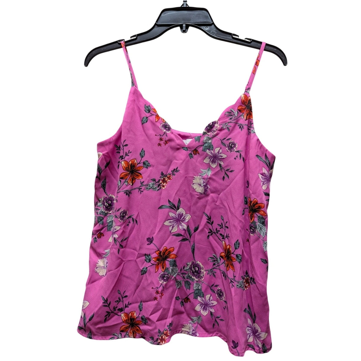 Socialite cami pink floral tank top scalloped Size small adjustable straps NEW