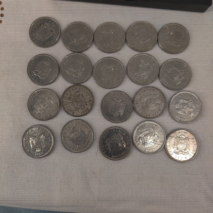 Ecuador 1 Sucre 1986 Nickel Clad Steel Coins Bulk Collection Lot of 20