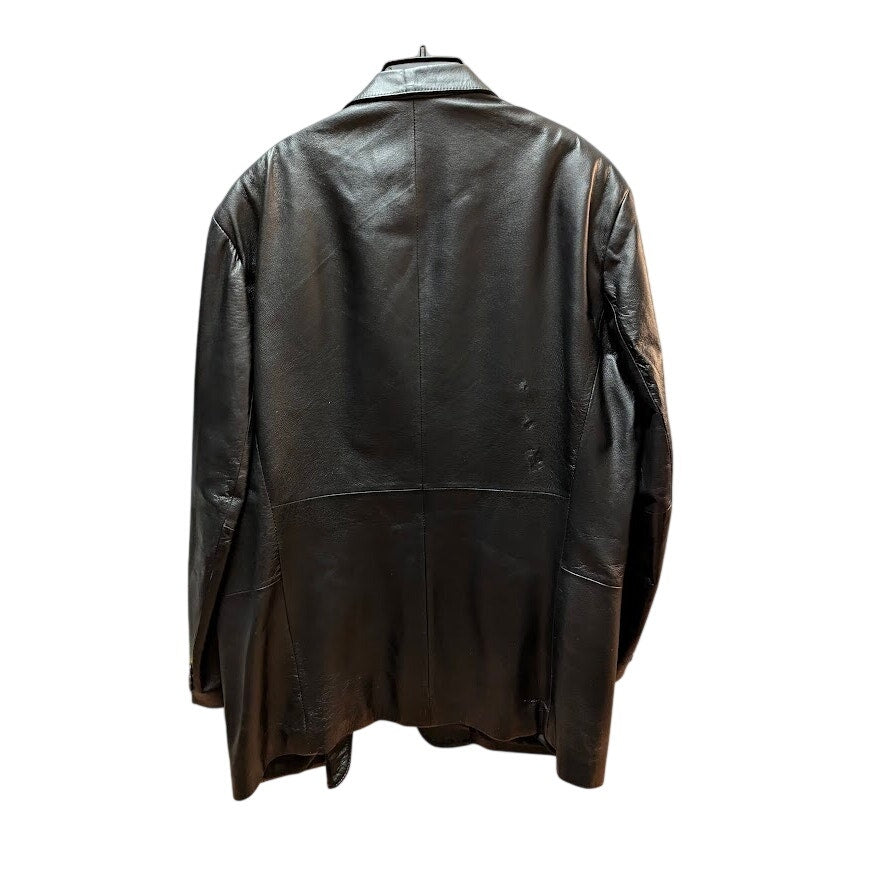 J. Ferrar Men's Black Genuine Leather Blazer Jacket Size Large 90s MatrixVibes