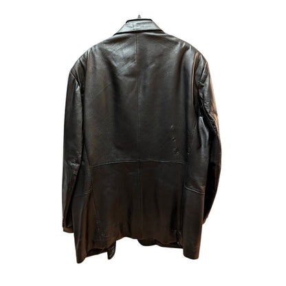 J. Ferrar Men's Black Genuine Leather Blazer Jacket Size Large 90s MatrixVibes