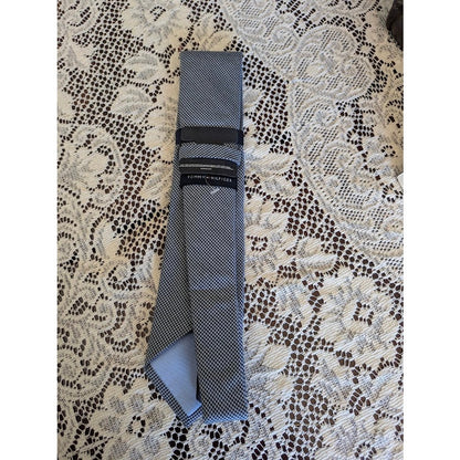 Tommy Hilfiger Tie Grey Blue Micro-Check Silk NWT Corpcore Preppy
