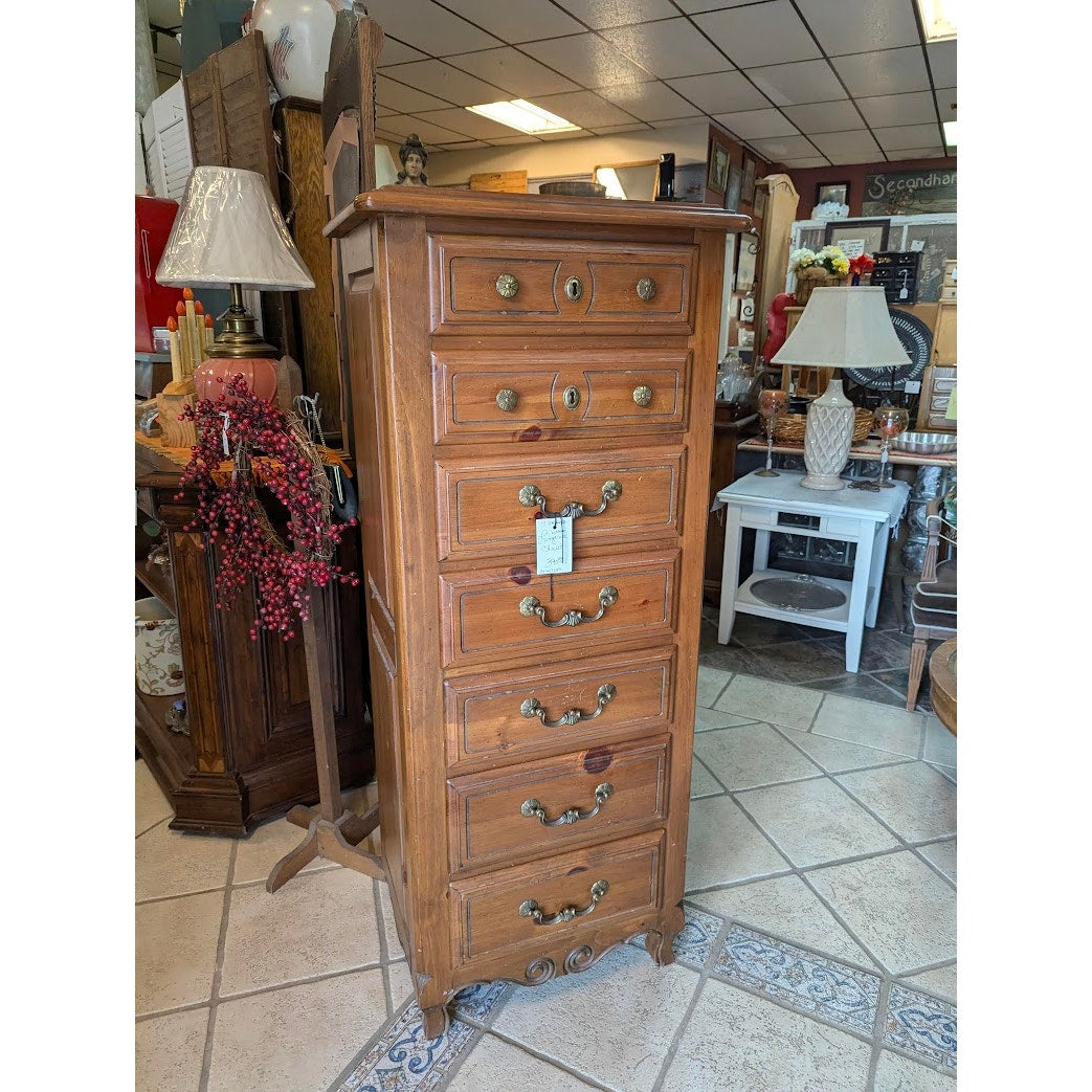 Secondhand Sandies: 7 Drawer Wood Lingerie Chest Dresser TALLBOY