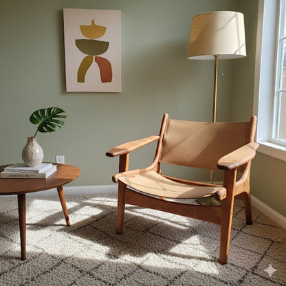 Secondhand Sandies: Lars Modernist Walnut and Leather Chair. Great Detail MCM style