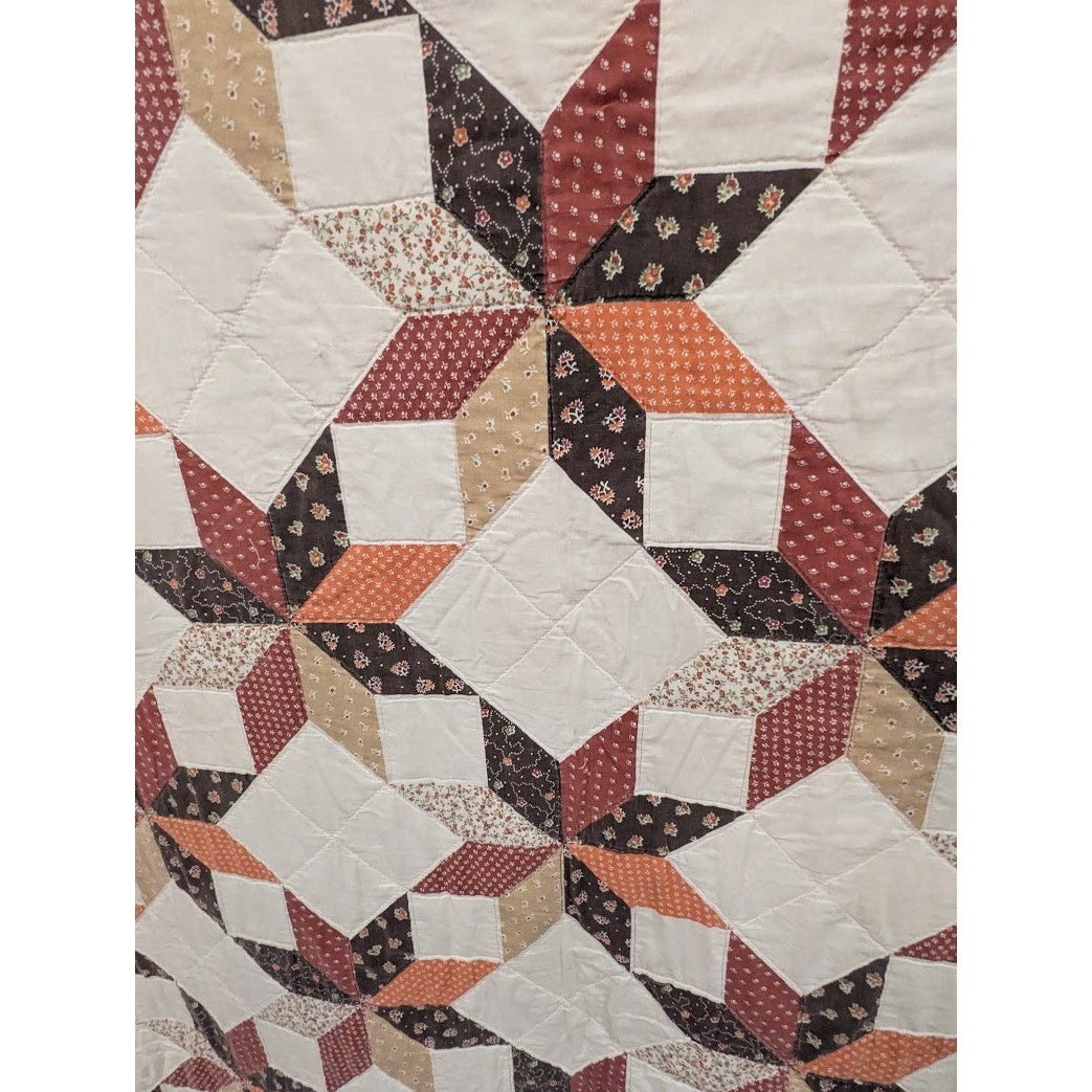 Yellow Multicolor farmhouse quilt HAND sewn Patchwork HEAVY Queen Full 72" x 78"
