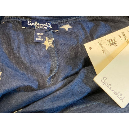 Splendid Soft Embroidered Star Drawstring Jogger Pants Sz Medium in Navy NWT