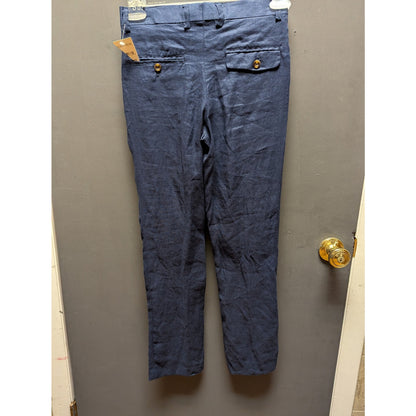 Isaac Mizrahi Kids New York Boy's Flat Front Dress Pants Size 14 blue LINEN NWT