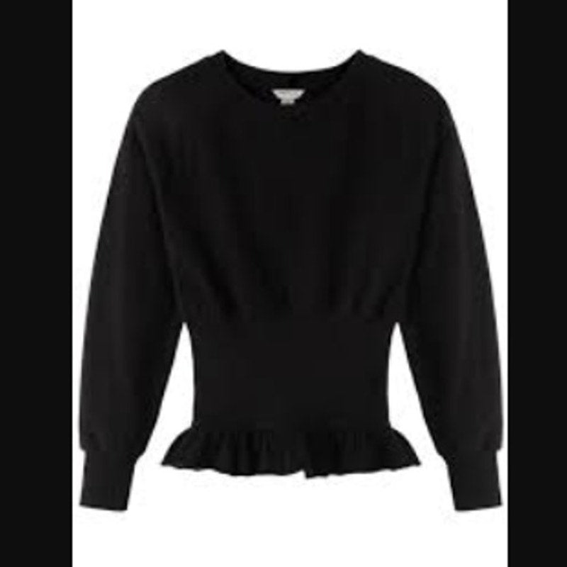 Habitual Size 14 blouse top long sleeve cinched waist black scoop neck cotton