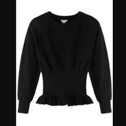 Habitual Size 14 blouse top long sleeve cinched waist black scoop neck cotton