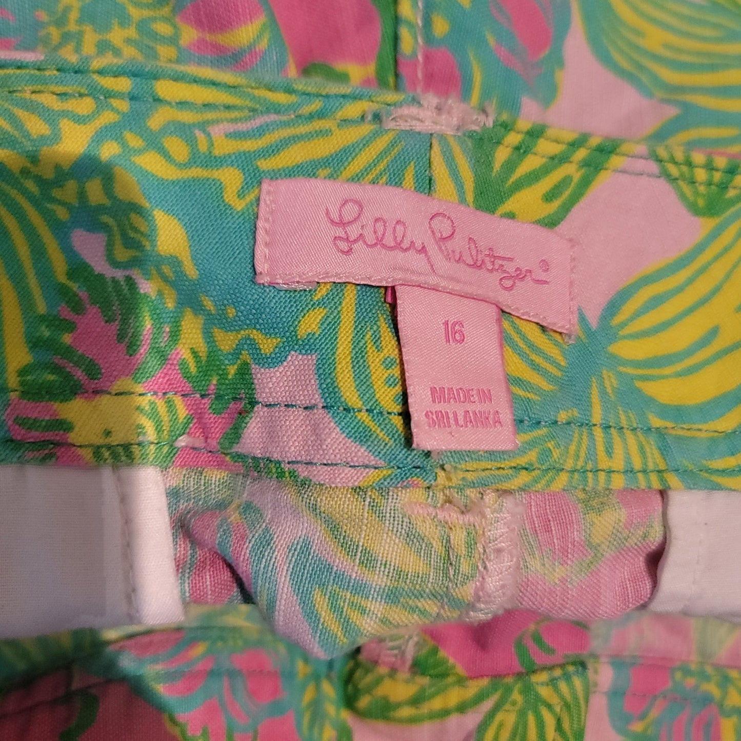 Lilly Pulitzer Short womens Size 16 green pink Big Squeeze Koala