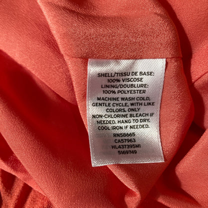 Chelsea 28 Twist Front Midi Dress Large Coral Rose NEW V-Neck Flutter Sleeves