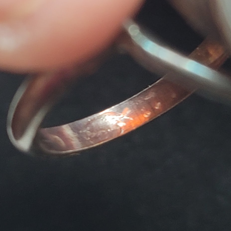 Vintage Navajo Modernist Baltic Amber & .925 Silver Ring