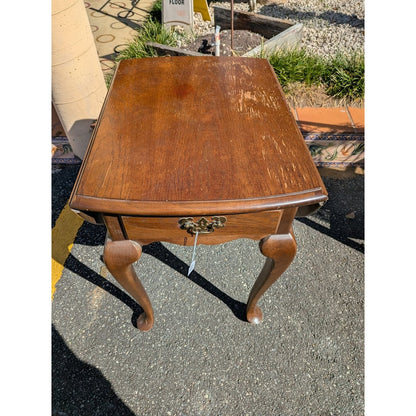 Secondhand Sandies: Small drop leaf end table with drawer