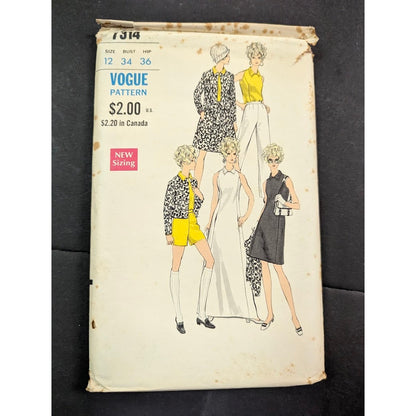 Vintage Pattern Sewing Crafts Hobby Vogue 7314 Size 12