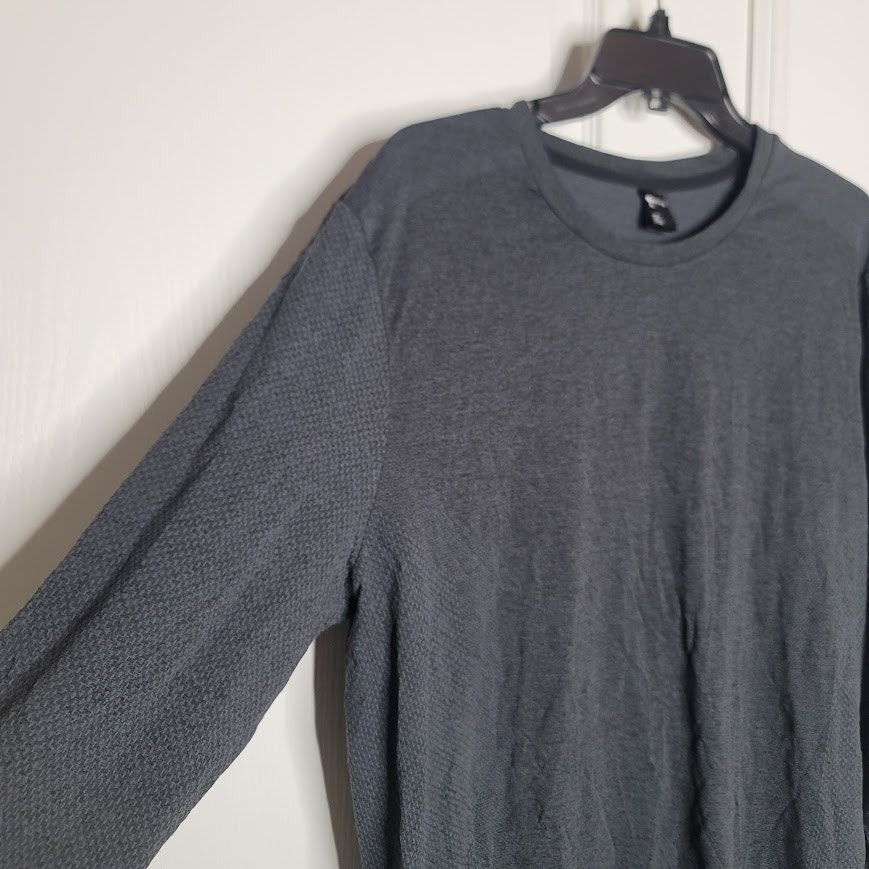 zella charcoal black oxide melange long sleeve crew neck breathable Size XL NEW