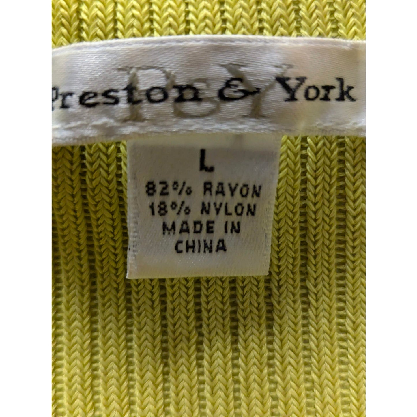 Preston York Chartreuse Ribbed Knit Sleeveless Top Collared V Neck Y2K Preppy