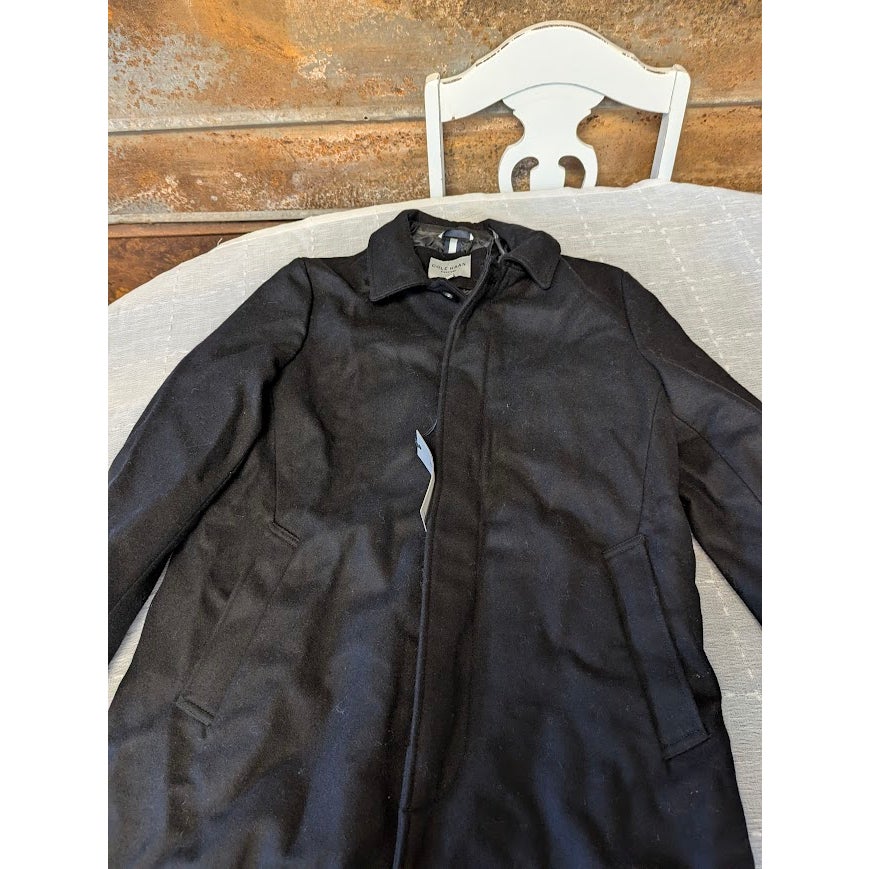 Cole Haan Winter Wool Blend Coat Long Sleeve Slit Back PeaCoat Black Size Medium