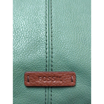 Fossil Heritage Green Pebbled Leather Crossbody Bag Travel Lightweight