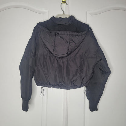 NWT Topshop Padded Puffer Jacket Womens Size 2 BLACK Full Zip Drawstring XS