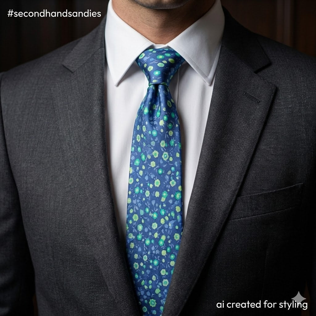 Club Room Tie Blue Green Floral Silk NWT Estate Neckwear Preppy Corpcore