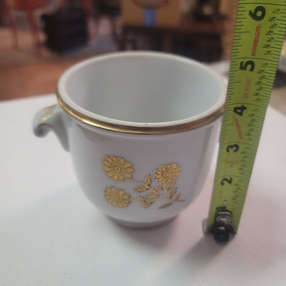 Richard Ginori CachePot Porcelain Gold White 4" tall double handle Italian