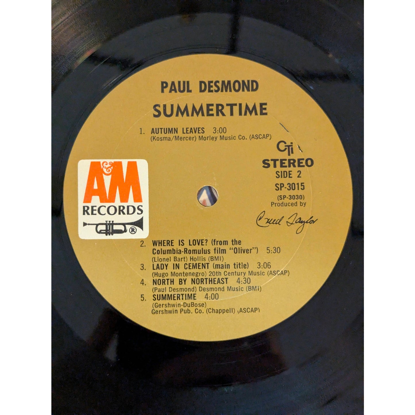 Vintage Paul Desmond Summertime A&M CTI SP 3015 Gatefold Stereo Vinyl LP
