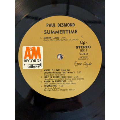Vintage Paul Desmond Summertime A&M CTI SP 3015 Gatefold Stereo Vinyl LP