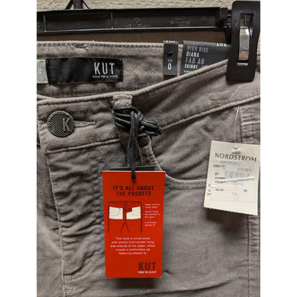 Kut from the Kloth Diana High Rise Fab Ab Skinny Corduroy Pant Concrete Size 0