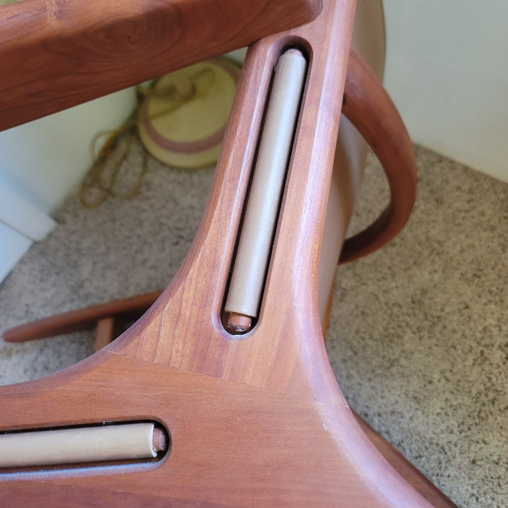 Secondhand Sandies: Lars Modernist Walnut and Leather Chair. Great Detail MCM style