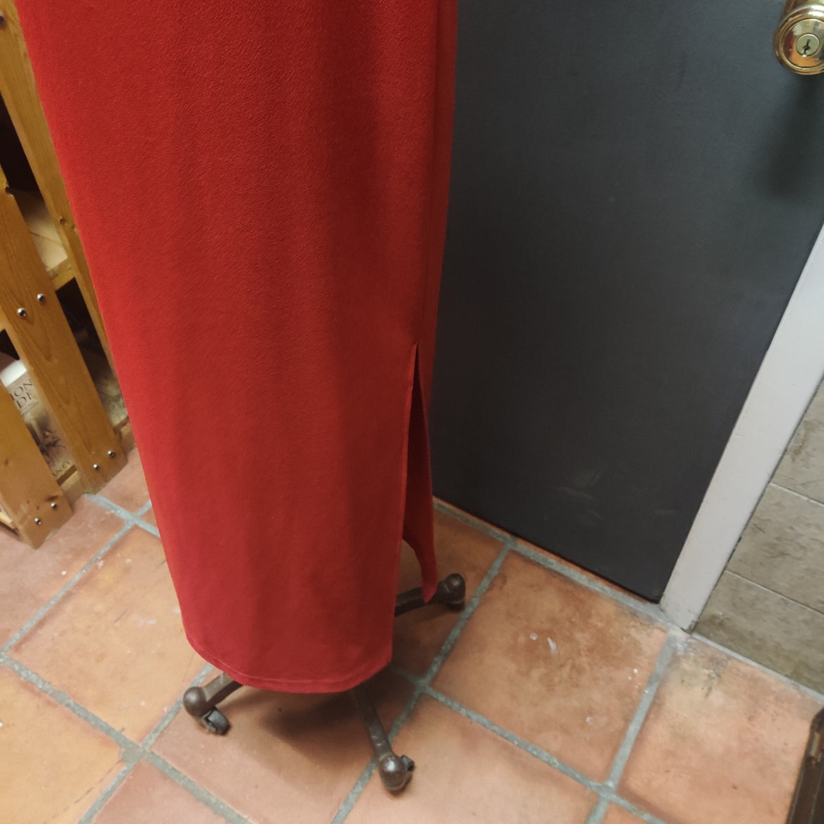 Vintage Coldwater Creek Red Knit Asymmetric Neckline Maxi Tank Dress