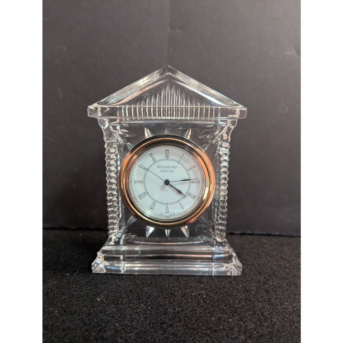 Vintage Waterford Crystal Grecian Desk Clock Roman Numerals Quartz