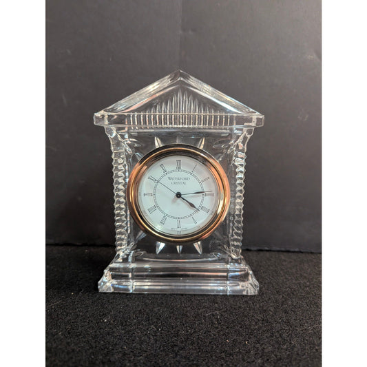 Vintage Waterford Crystal Grecian Desk Clock Roman Numerals Quartz