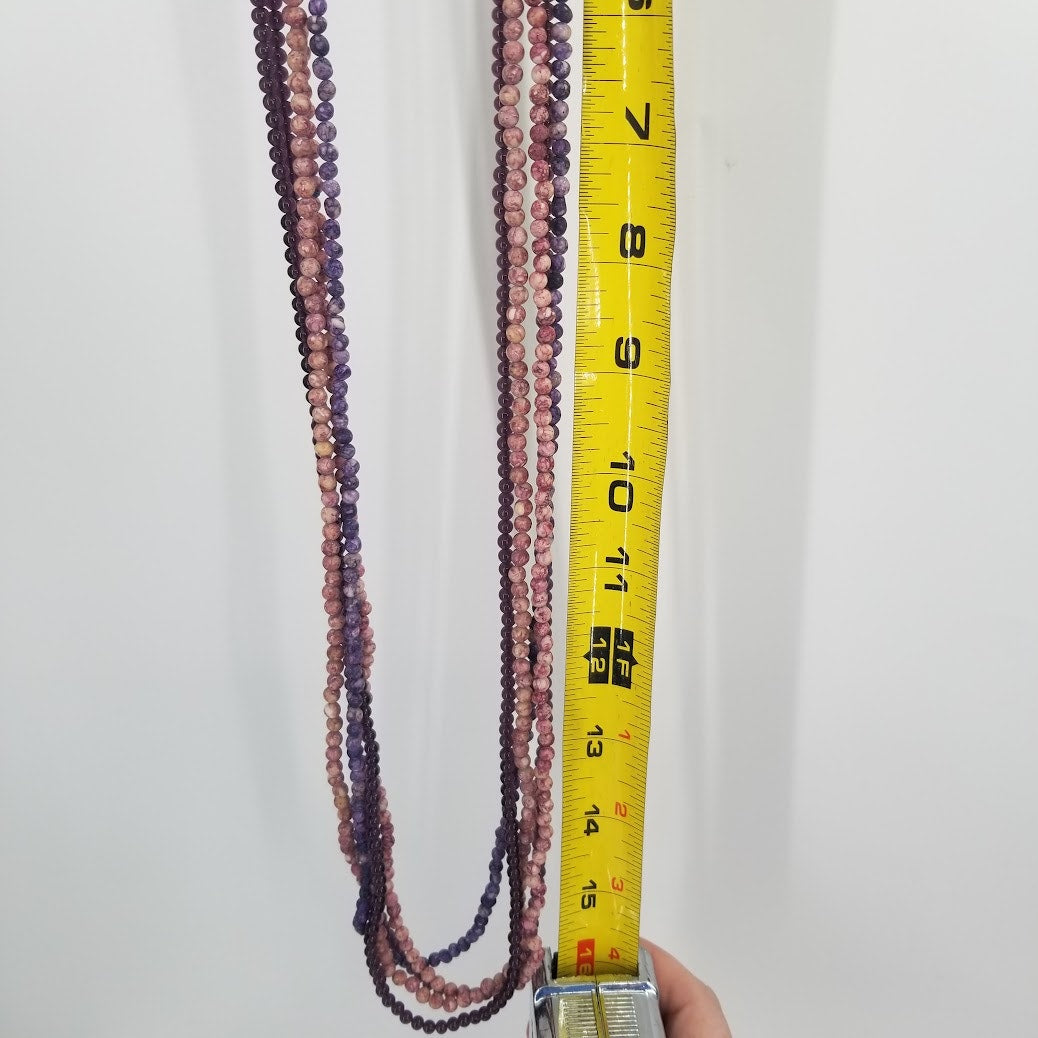 5 strands of round glass beads blue red purple stones craft jewelry necklaces