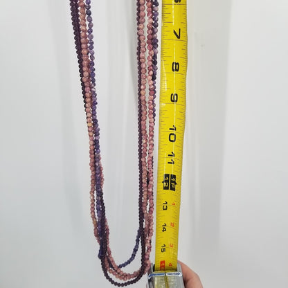 5 strands of round glass beads blue red purple stones craft jewelry necklaces