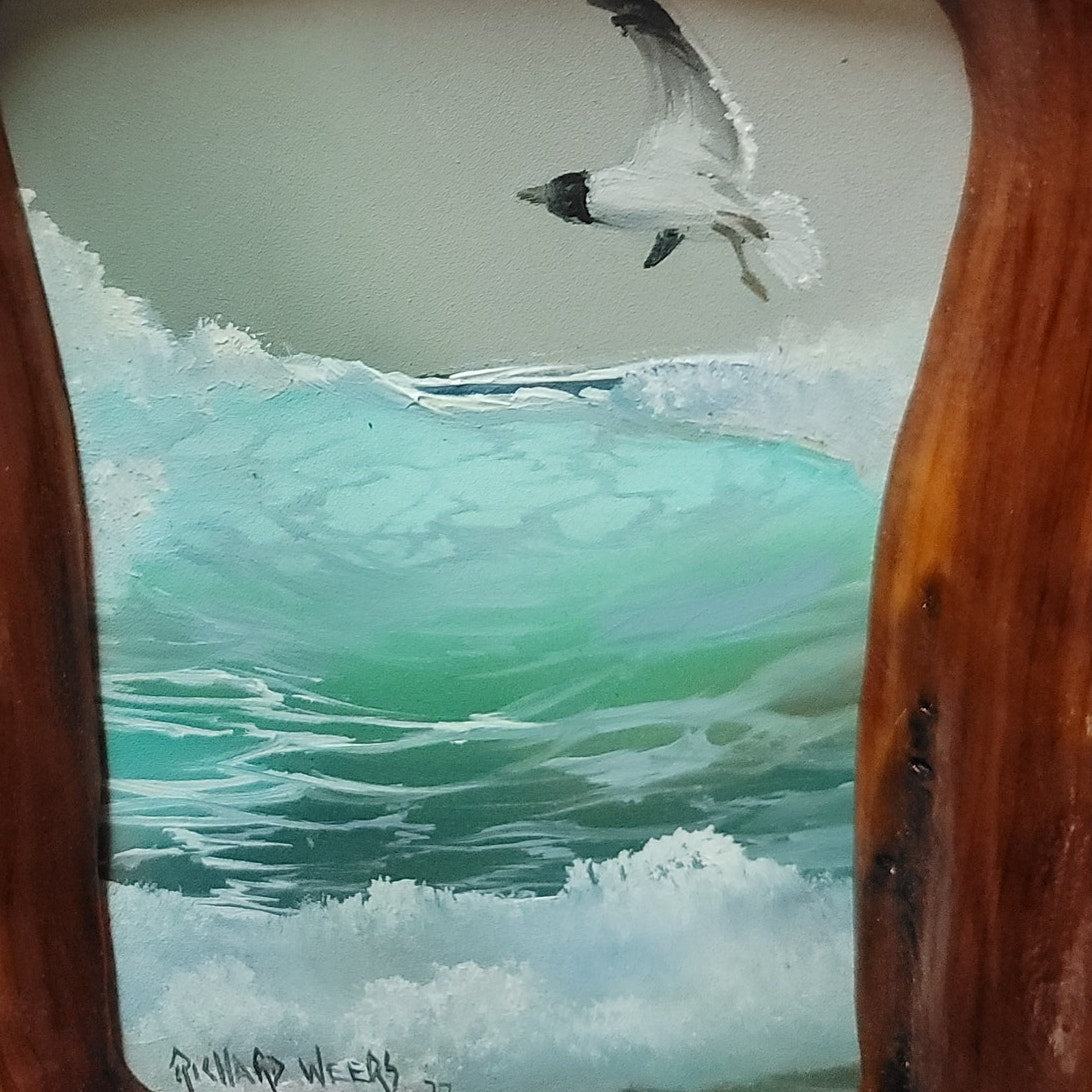 Richard Weers Seagull Beach Coastal Decor Cypress/Cedar Frame Oil Painting
