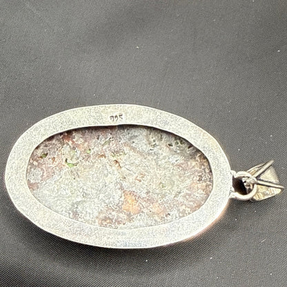 Large Sterling Silver [Flower / Crazy Lace] Agate Statement Pendant 2"  Large