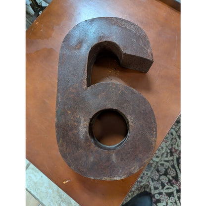 Rusty METAL  number " 6 " wall hanging custom made Approx. 14" x 3" x 8.5"