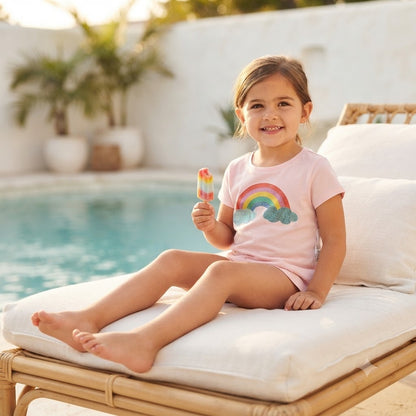 Tucker + Tate Girls Pink Rainbow Short Sleeve Graphic Shirt Size 5 NWT