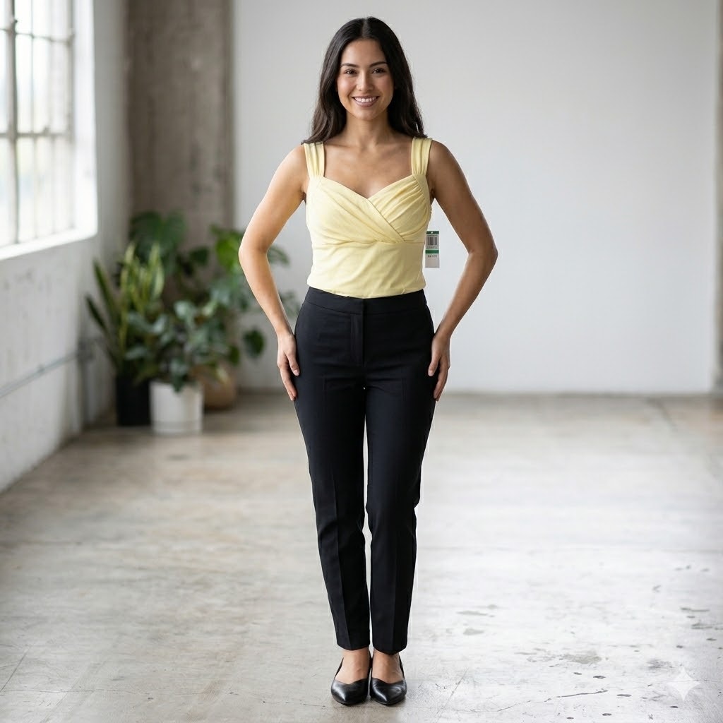 INC International Concepts Pale Yellow Ruched Cami Top Large Tank Sleeveless