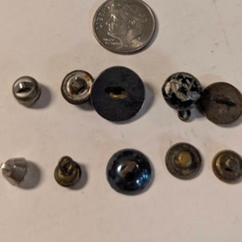 LOT of 10 Antique Vintage Victorian Brass Mixed Materials Buttons ESTATE FIND