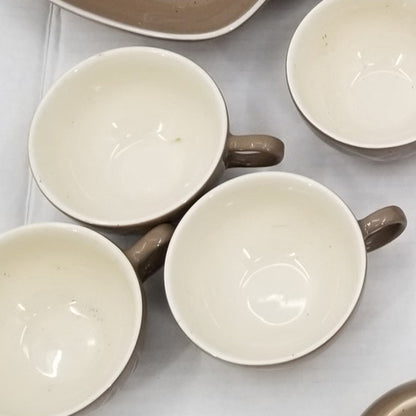 Winfield Desert Dawn Brown /Cream Handcrafted china Dinnerware MCM lot 4 Teacups