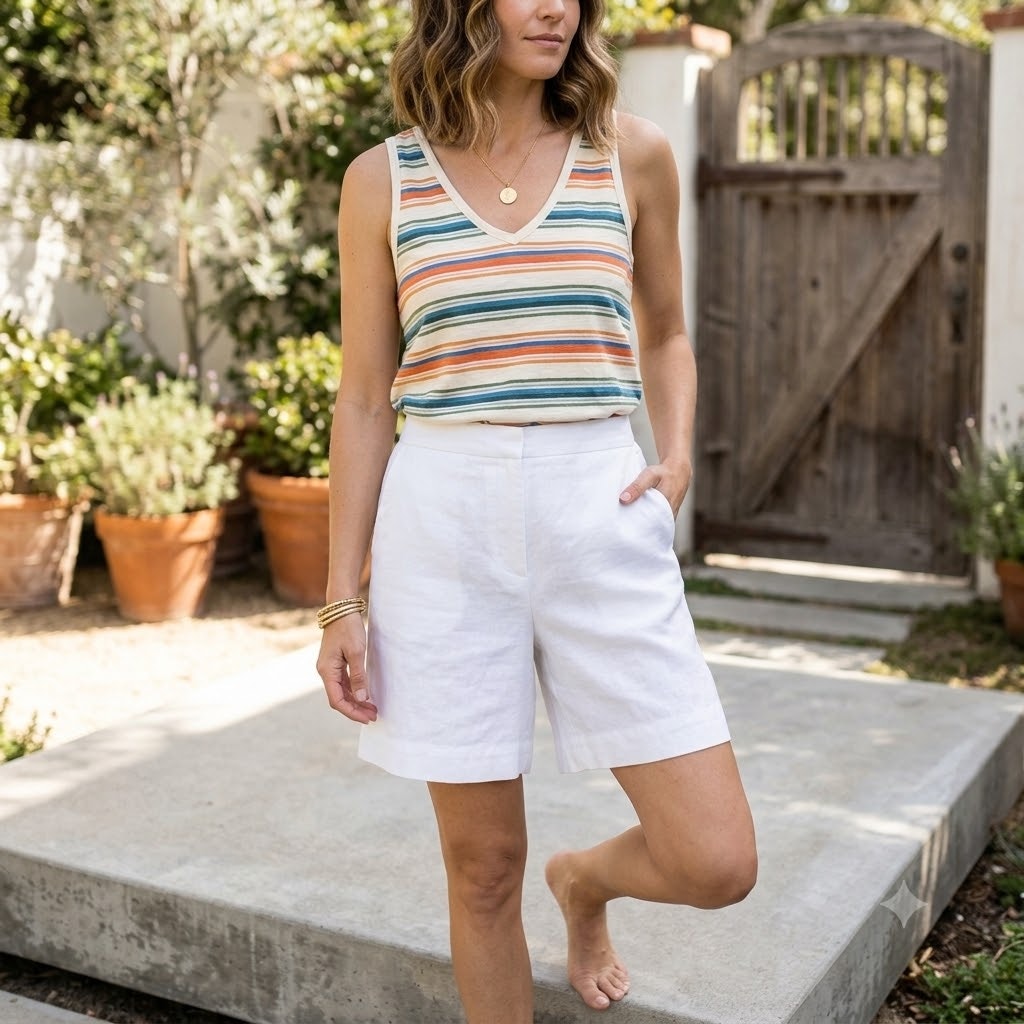 .Madewell Striped V-Neck Cotton Tank Top Size XL NEW summer casual Travel